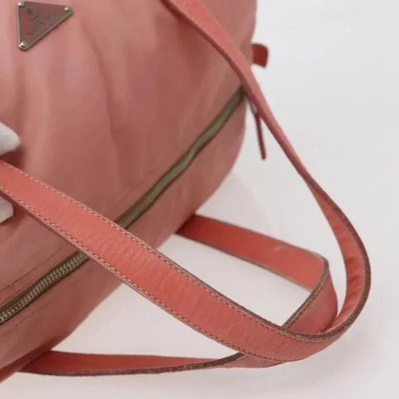 PRADA Hand Bag Nylon Pink Silver Auth